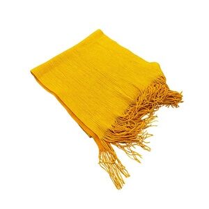 Women Soft Long Yellow Fringe Scarf Warm Winter Accessory Dark Light Mustard